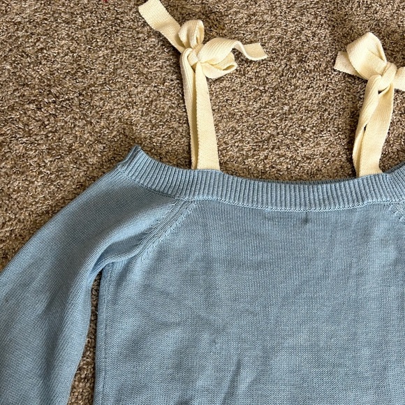 Lovers + Friends' Mercer Sweater Dusty Blue Tie Long Sleeve Wool Mix Size Small - Picture 4 of 12